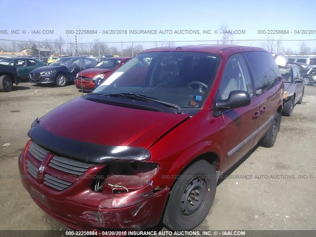 1D4GP45R76B738449 - 2006 DODGE CARAVAN SXT MAROON photo 2