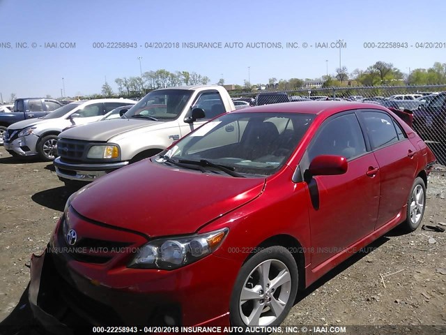 2T1BU4EE1BC647086 - 2011 TOYOTA COROLLA S/LE RED photo 2