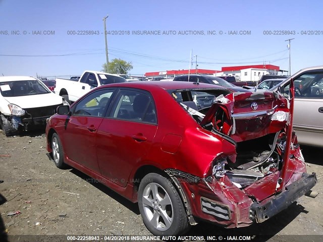 2T1BU4EE1BC647086 - 2011 TOYOTA COROLLA S/LE RED photo 3