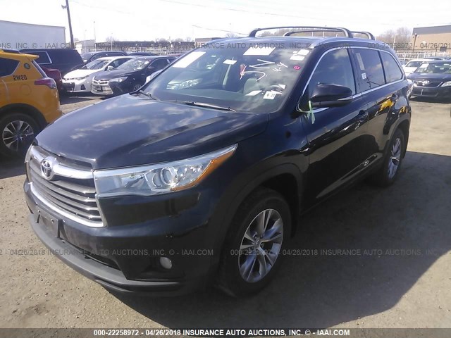 5TDJKRFH0FS173927 - 2015 TOYOTA HIGHLANDER XLE შავი ფოტო 2