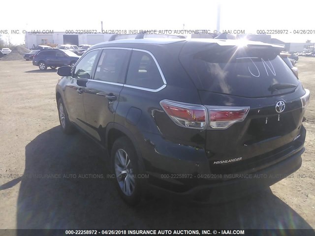 5TDJKRFH0FS173927 - 2015 TOYOTA HIGHLANDER XLE შავი ფოტო 3