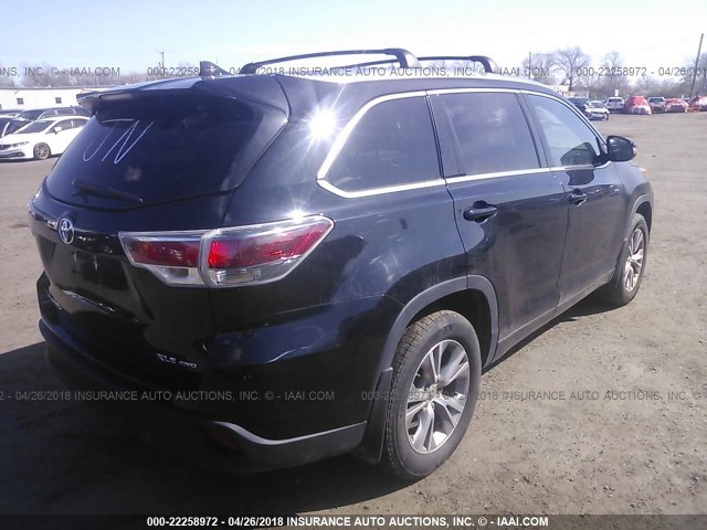 5TDJKRFH0FS173927 - 2015 TOYOTA HIGHLANDER XLE შავი ფოტო 4