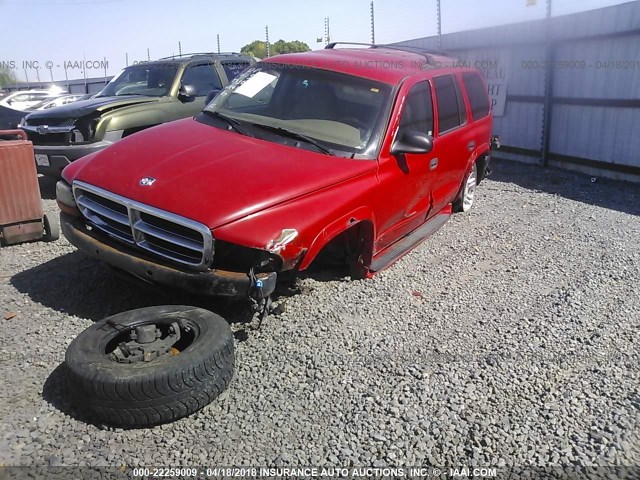 1B4HR48Z02F141375 - 2002 DODGE DURANGO SLT RED photo 2