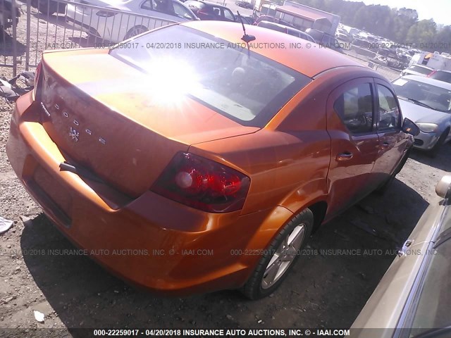 1B3BD1FB1BN578014 - 2011 DODGE AVENGER MAINSTREET ORANGE photo 4