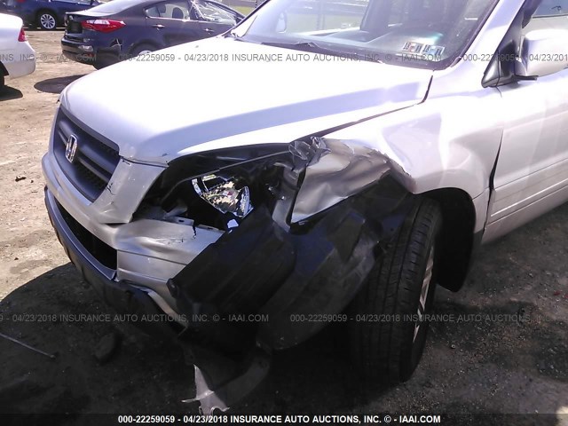 2HKYF18573H601629 - 2003 HONDA PILOT EXL SILVER photo 6