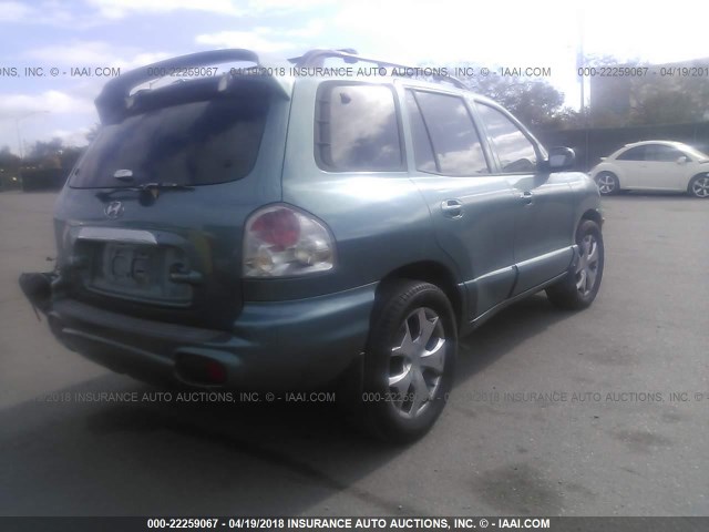 KM8SC13D72U286862 - 2002 HYUNDAI SANTA FE GLS/LX GREEN photo 4