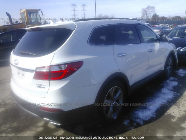 KM8SRDHFXFU111439 - 2015 HYUNDAI SANTA FE GLS/LIMITED WHITE photo 4