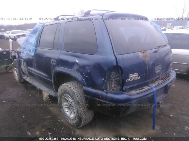 1B4HS28N9YF211695 - 2000 DODGE DURANGO BLUE photo 3