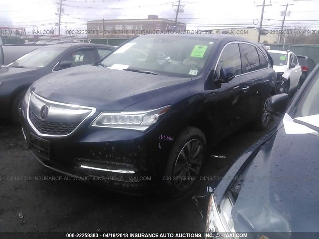 5FRYD4H42GB025725 - 2016 ACURA MDX TECHNOLOGY BLUE photo 2