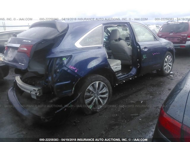 5FRYD4H42GB025725 - 2016 ACURA MDX TECHNOLOGY BLUE photo 4