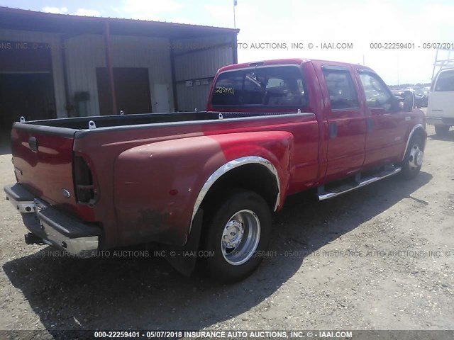 1FTWW32P97EB08098 - 2007 FORD F350 SUPER DUTY RED photo 4