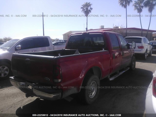 1FTNW20F91ED23133 - 2001 FORD F250 SUPER DUTY RED photo 4