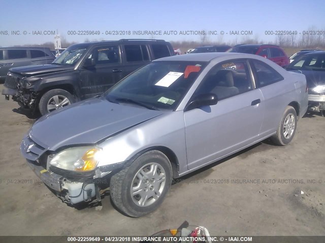 1HGEM22212L051756 - 2002 HONDA CIVIC DX SILVER photo 2