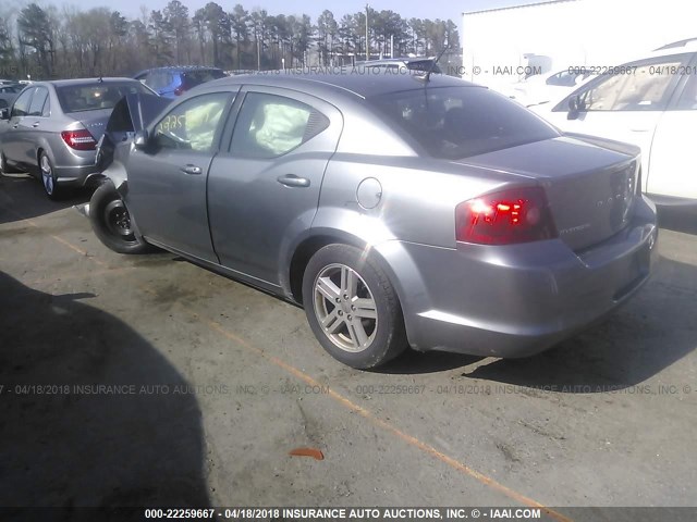 1C3CDZCB2DN768224 - 2013 DODGE AVENGER SXT GRAY photo 3