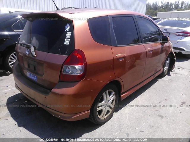 JHMGD38667S045910 - 2007 HONDA FIT S ORANGE photo 4