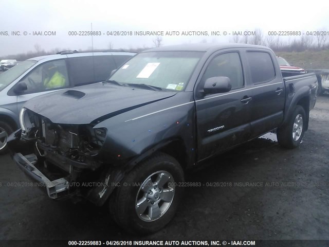 5TELU42N39Z664288 - 2009 TOYOTA TACOMA DOUBLE CAB ნაცრისფერი ფოტო 2