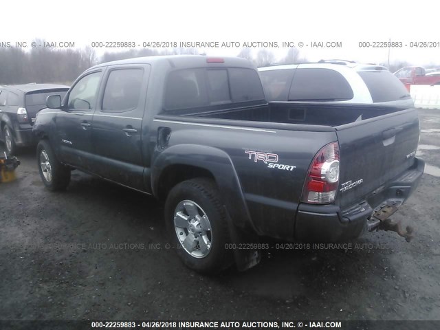 5TELU42N39Z664288 - 2009 TOYOTA TACOMA DOUBLE CAB ნაცრისფერი ფოტო 3