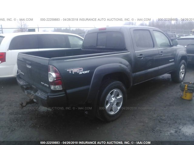 5TELU42N39Z664288 - 2009 TOYOTA TACOMA DOUBLE CAB ნაცრისფერი ფოტო 4