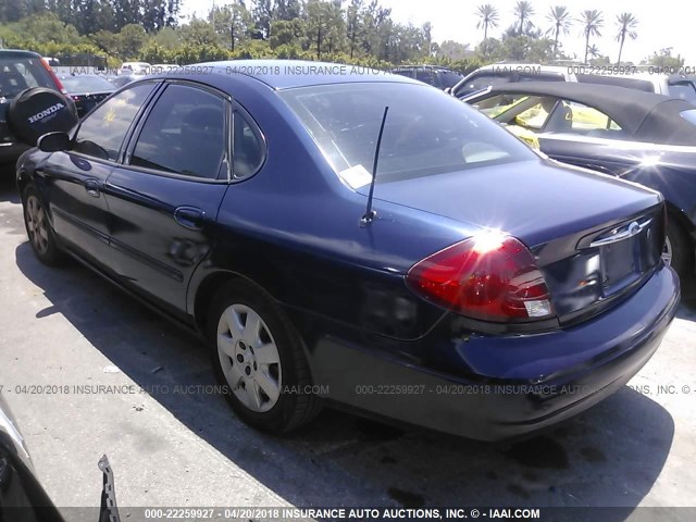 1FAFP5227YA190358 - 2000 FORD TAURUS LX BLUE photo 3