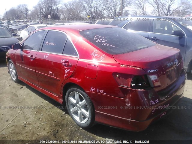 4T1BE46K29U270407 - 2009 TOYOTA CAMRY SE/LE/XLE RED photo 3