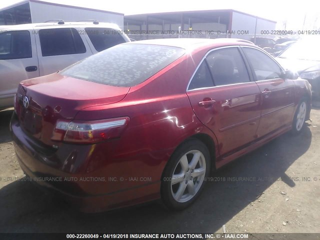 4T1BE46K29U270407 - 2009 TOYOTA CAMRY SE/LE/XLE RED photo 4