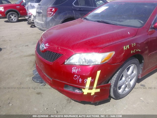 4T1BE46K29U270407 - 2009 TOYOTA CAMRY SE/LE/XLE RED photo 6