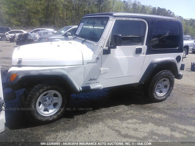 1J4F449S76P741329 - 2006 JEEP WRANGLER / TJ SPORT WHITE photo 2