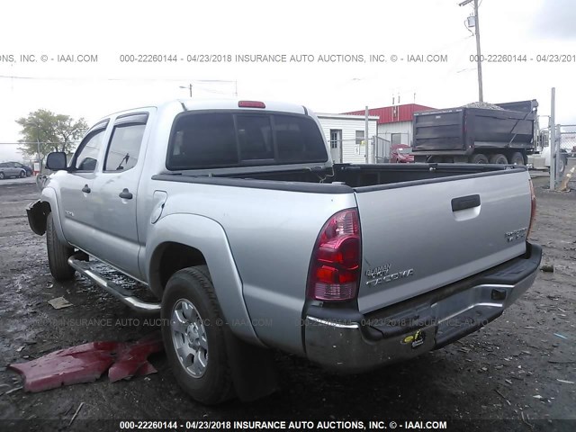 5TEJU62N58Z524941 - 2008 TOYOTA TACOMA DOUBLE CAB PRERUNNER SILVER photo 3