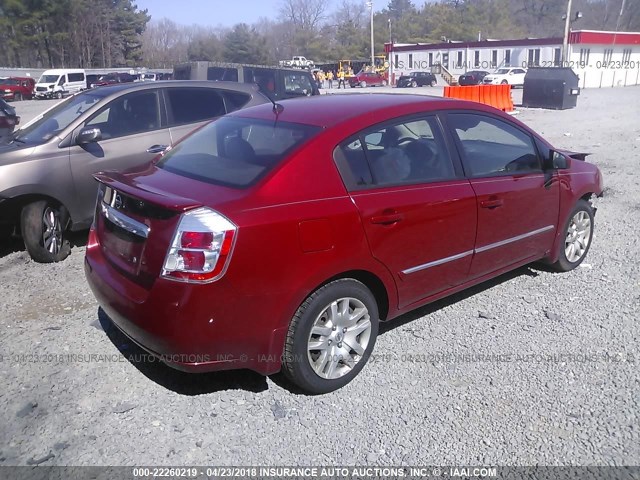 3N1AB6APXCL720753 - 2012 NISSAN SENTRA 2.0/2.0S/SR/2.0SL RED photo 4