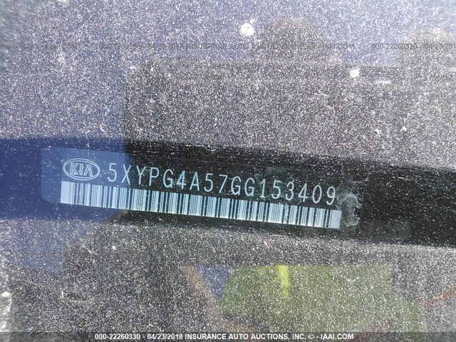 5XYPG4A57GG153409 - 2016 KIA SORENTO LX/L GRAY photo 9