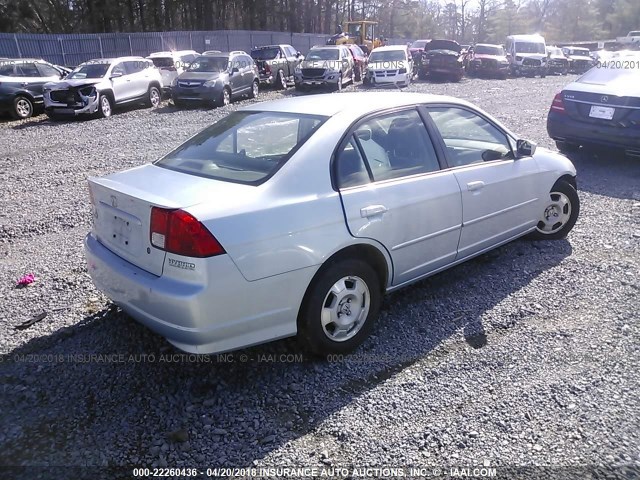 JHMES95635S012638 - 2005 HONDA CIVIC HYBRID BLUE photo 4