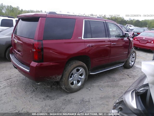 1GNSCCKC9FR118682 - 2015 CHEVROLET TAHOE C1500 LTZ RED photo 4