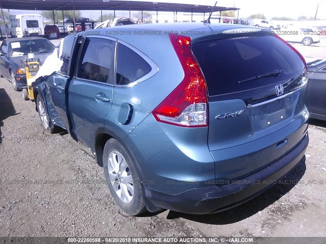 2HKRM3H52EH516660 - 2014 HONDA CR-V EX BLUE photo 3