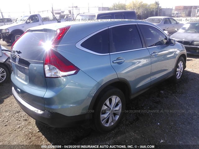 2HKRM3H52EH516660 - 2014 HONDA CR-V EX BLUE photo 4