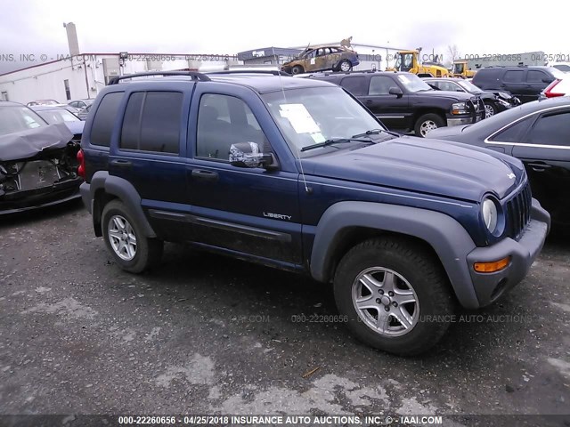 1J4GL48K94W213769 - 2004 JEEP LIBERTY SPORT BLUE photo 1