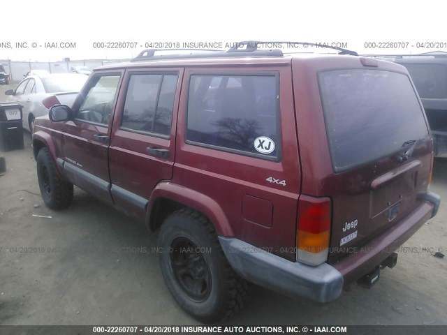 1J4FF68S3XL661378 - 1999 JEEP CHEROKEE SPORT/CLASSIC წითელი ფოტო 3