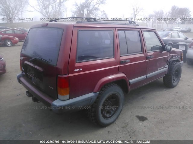 1J4FF68S3XL661378 - 1999 JEEP CHEROKEE SPORT/CLASSIC წითელი ფოტო 4