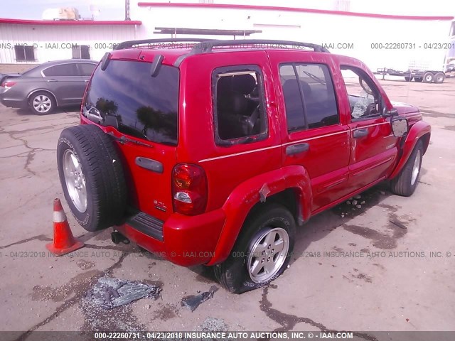 1J4GL58K24W202621 - 2004 JEEP LIBERTY LIMITED RED photo 4