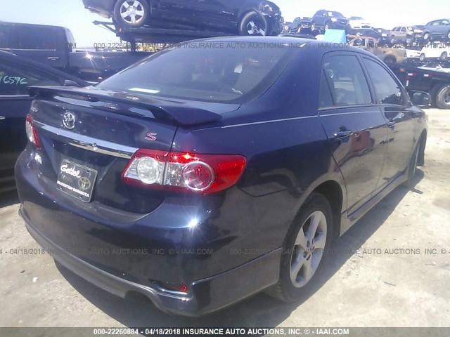 5YFBU4EE5CP008517 - 2012 TOYOTA COROLLA S/LE BLUE photo 4