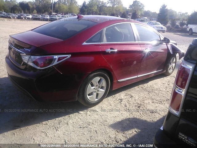 KMHEC4A46CA032287 - 2012 HYUNDAI SONATA HYBRID RED photo 4