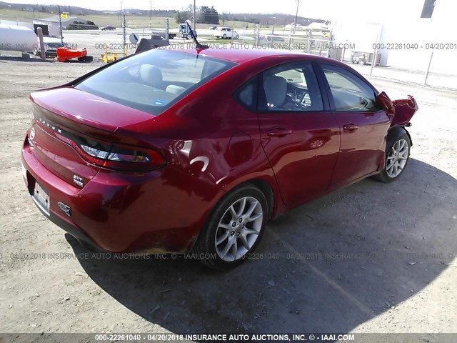 1C3CDFBH6DD185858 - 2013 DODGE DART SXT RED photo 4