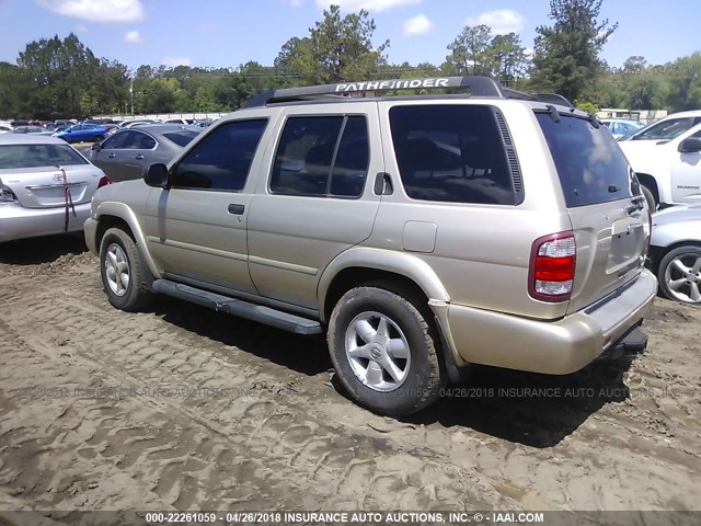 JN8DR09X82W656071 - 2002 NISSAN PATHFINDER LE/SE GOLD photo 3