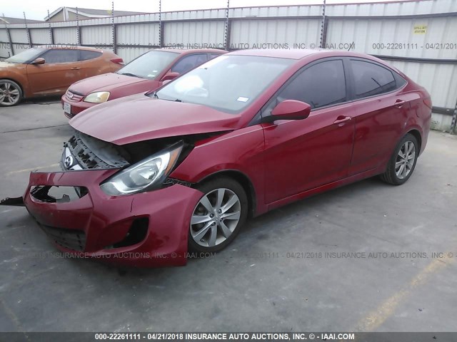 KMHCU4AEXCU126992 - 2012 HYUNDAI ACCENT GLS/GS/SE RED photo 2