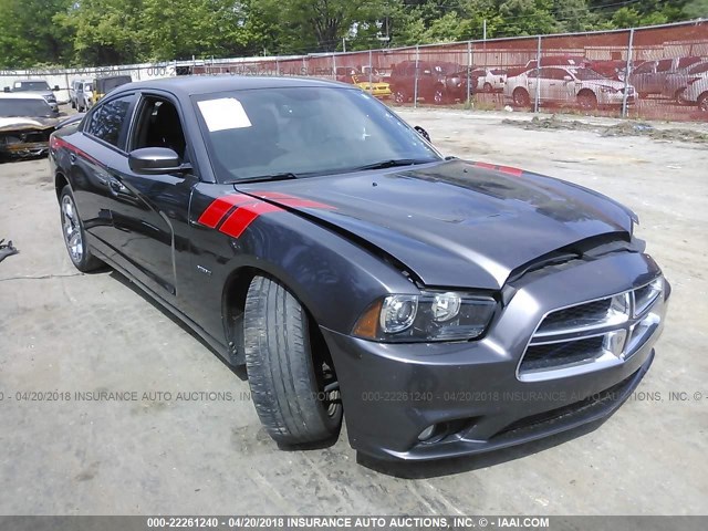 2C3CDXCT9EH113324 - 2014 DODGE CHARGER R/T GRAY photo 1