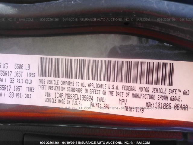 1C4PJMBS8EW139024 - 2014 JEEP CHEROKEE TRAILHAWK Qara foto 9