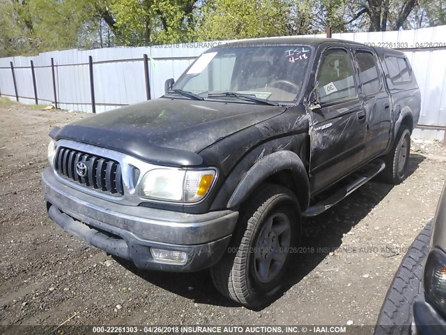 5TEHN72N54Z430568 - 2004 TOYOTA TACOMA DOUBLE CAB BLACK photo 2