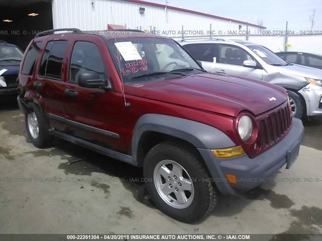 1J4GL48K77W699356 - 2007 JEEP LIBERTY SPORT RED photo 1