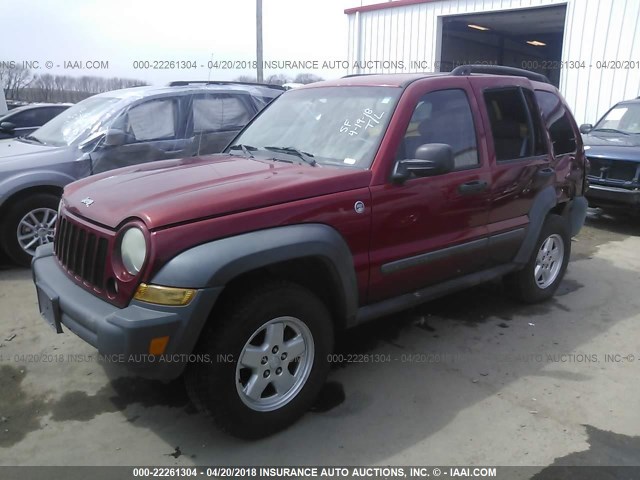 1J4GL48K77W699356 - 2007 JEEP LIBERTY SPORT RED photo 2