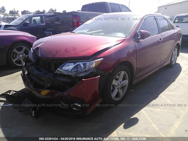 4T1BF1FK8EU774191 - 2014 TOYOTA CAMRY L/SE/LE/XLE RED photo 2