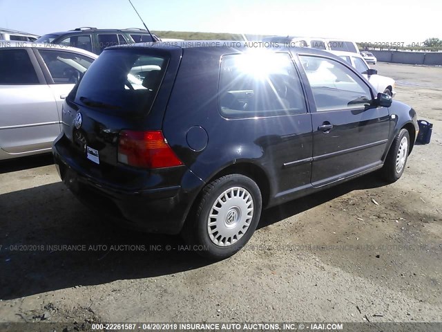 9BWBT61J914054049 - 2001 VOLKSWAGEN GOLF GL BLACK photo 4